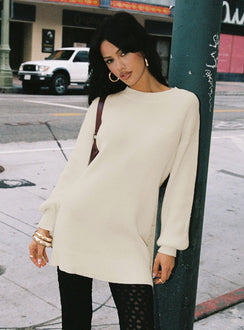 front view of model wearing Princess Polly Amsterdam Sweater Ivory